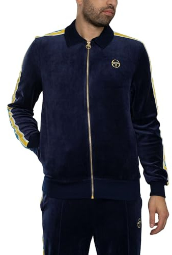 Sergio Tacchini Herr Veste De Survêtement Monte Velour, Maritime Blue/Mango Mint