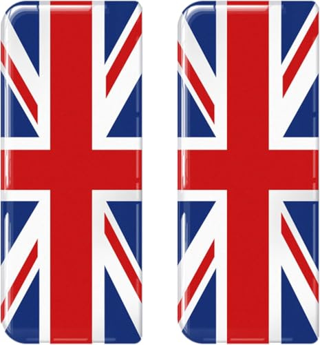2 x 3D UK JACK Gel Silicone Badge Car Number Plate Self Adhesive Stickers | GB UK Union Jack Flag ForMotorcycle & Car Registration Plate Set-BLUE