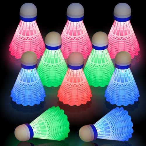 GothicBride LED Federballs Set 10 Stück Leuchtend Nylon Badminton Bälle