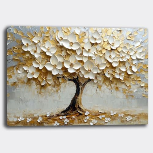 Printerland Quadro moderno Soggiorno Albero della Vita fiori fiore Stampa su tela Canvas Astratto Camera da Letto (19, 50x70 cm, Canvas intelaiato)