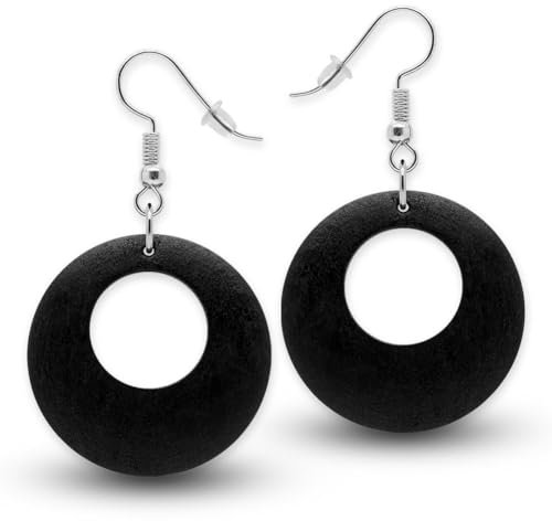 Soul-Cats 1 Paar Ohrringe Holz rund schwarz Loch organisch Holzschmuck Natur