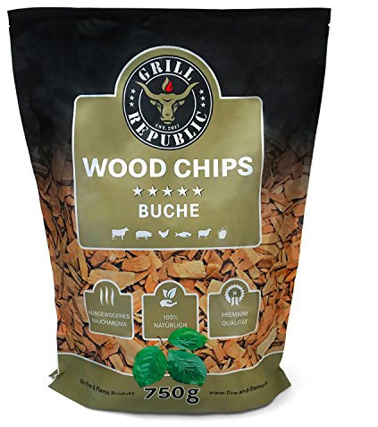 Premium Räucherchips Buche für optimales Raucharoma beim Grillen | 100% Natürliches Smoker-Holz geeignet für Kugel-, Stand- und Gas-Grill | Extra große 750 g Packung