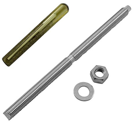 Lumonic Ankerstange + Verbundankerpatrone M12 x 220 Edelstahl A4 I Zur Verwendung als Keilanker, Metalldübel, Bolzenanker, Blitzdübel I Für verschiedene Arten Durchsteckmontagen