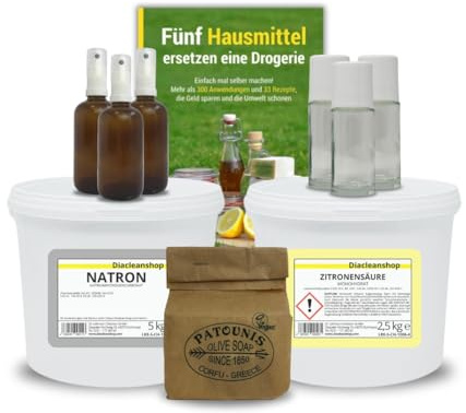 Hausmittel Set - mit vielen Anwendungen und Rezepten rund um das Thema Reinigen & Putzen, Wäsche, Körperpflege, Gesundheit, Haushalt und Garten.