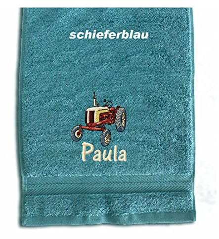 Besticktes Gästehandtuch Kinderhandtuch mit Trecker und Name | Handtuch in mehreren Farben mit verschiedenen Stickmotiven