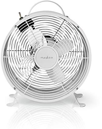Nedis Ventilateur de table - 2 vitesses - 20 W - 25 cm - 1,50 m - Métal - Blanc