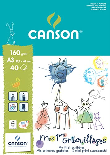 CANSON Mes Premiers Gribouillages - Bloc 40 feuilles A3 160g/m²