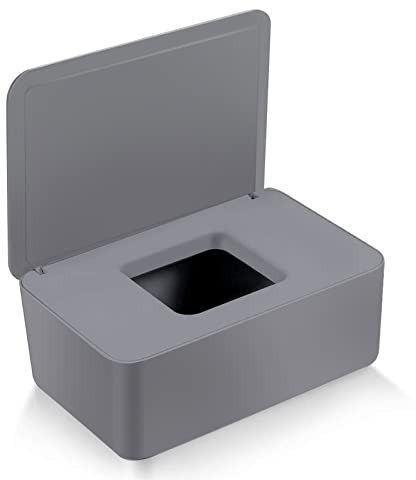 Scatola Portaoggetti,Porta Scatola Dispenser,Contenitore per Salviette Umidificate con Coperchio Antipolvere,Tovagliolo Scatola,Scatola Porta salviette umidificate (grigio)