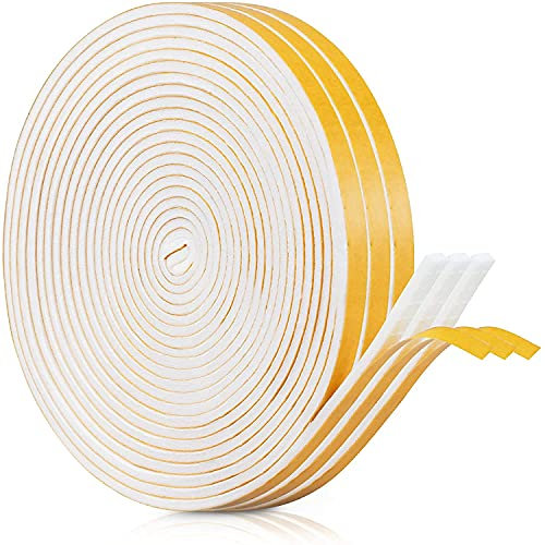 Dichtungsband Selbstklebendes für Türen Fenster, 6mm(B) x 3mm(D)/18m Schaumstoff Klebeband Schaumstoffstreifen, Türdichtung, Gummi-Dichtungsstreifen Schalldämmung Kollision Siegel (Weiß)