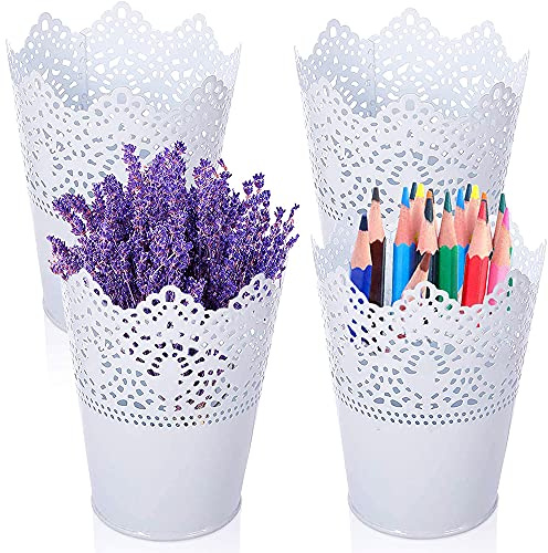 Ritte 4 Pièces Pot à Crayons, Multifonction Pot de Fleur, Organisateur de Pinceau de Maquillage, Évider Tasse de Rangement Est, pour Ranger les Pinceaux de Maquillage, les Fleurs Artificielles