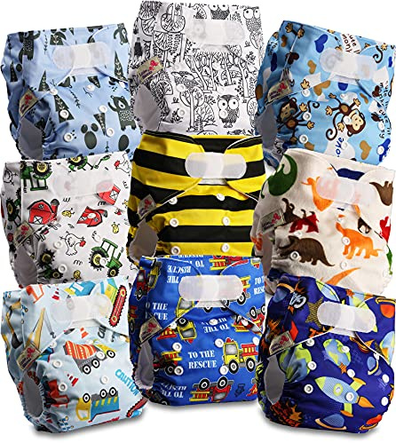 Littles & Bloomz Pocket Stoffwindeln, Klettverschluss, 9er FLV2-0907 | 9 Pocket Stoffwindeln mit Klettverschluss. Einlagen separat erhältlich, verschiedene Optionen verfügbar.