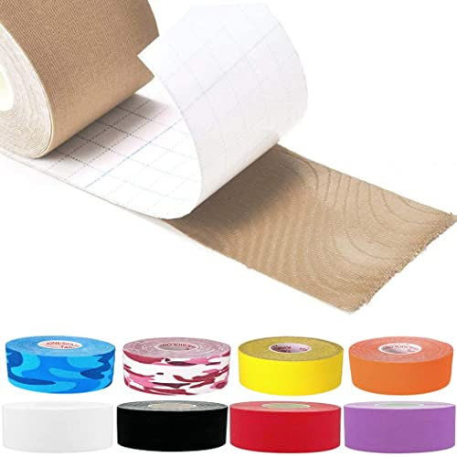 ZESLIV Bande de kinésiologie 2,5cm x 5m Ruban Adhésif de Kinésiologie Bande Kinesiologie pour le Genou et le Maintien Musculaire Kinesio Tape impermeable et elastique Kinesiology Tape Orange