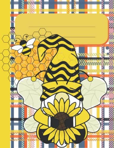 Plaid Notebook: Bee Gnome Honeycomb Design for Kids, School, Teacher, Teens (Summer Composition)