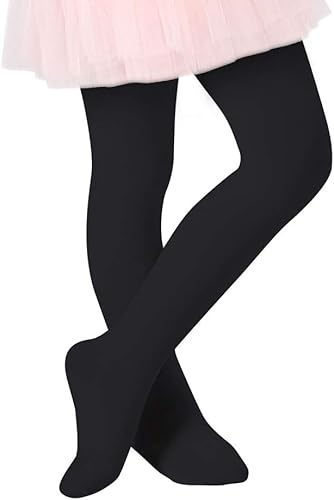 Medias de ballet Zando para niñas, medias elásticas para bebés, medias de baile antideslizantes y transpirables, Negro, 3-6 Years