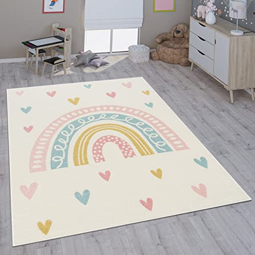 Paco Home Kinderteppich Teppich Kinderzimmer Mädchen Jungs Verschiedene Motive Und Größen, Grösse:80x150 cm, Farbe:Creme 4