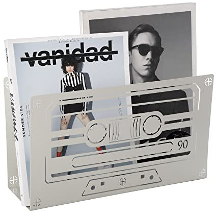 FISURA - Dekorativer Zeitungsstände Kassette. Moderner grau Zeitschriftenständer. Zeitschriftensammler Metall im Industriestil 41 x 11 x 21,5 Zentimeter.