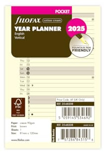 Filofax Pocket Jahresplaner 2025 Baumwolle Creme 25-68208