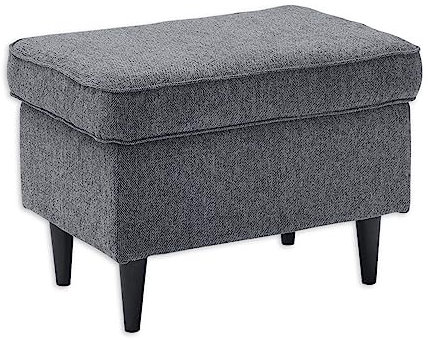 Stella Trading Oskar Fußhocker gepolstert, Anthrazit - Vintage Polsterhocker für Sessel, Couch und Sofa - 63 x 43 x 42 cm (B/H/T)