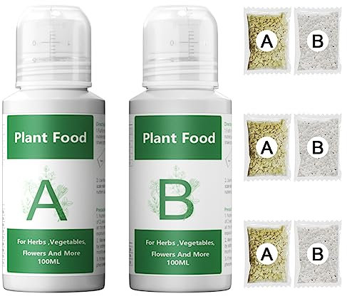 Hydroponics Nutrients for Aerogarden(800ml in Total), Plant Food A & B Hydroponics Supplies, Indoor Plant Fertilizer for Hydroponics Growing System, Hydroponic Solution for Vegetables Thrive