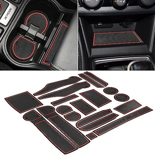 SENSHINE Doublures personnalisées pour Subaru Forester Accessoires 2019, 2020, 2021, 2022, 2023 – Doublure pour Porte-gobelet, Console Centrale, boîte à Gants, Tapis antidérapants (Bordure Orange)
