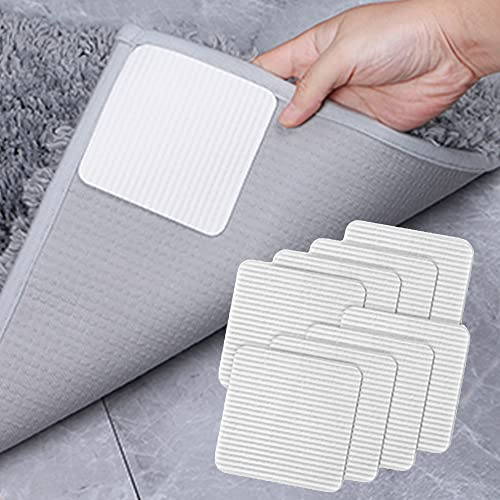 FuKuEn Non Slip Carpet Grippers for Laminate floors Anti Slip Rug Underlay Gripper for Rugs Vacuum Tech Rug Pads Grippers Anti Curling Carpet Grips on Tile Floor 10 x 10 cm 8 pieces