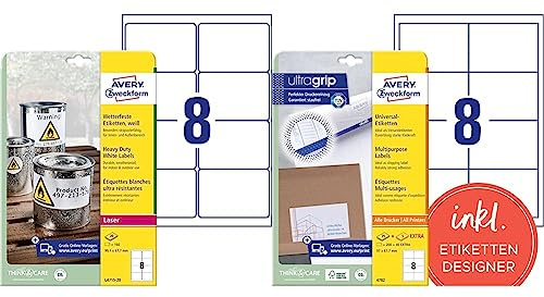 AVERY Zweckform L4715-20 Wetterfeste Folienetiketten & 4782 Universal Etiketten