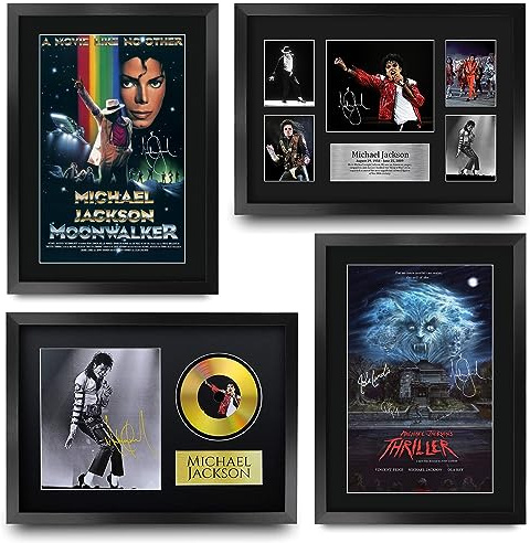 HWC Trading FR A3 Michael Jackson Complete Collection Geschenke Geducktes Signiertes Autogramm Foto für Fans von Musik Memorabilien - A3 Gerahmt