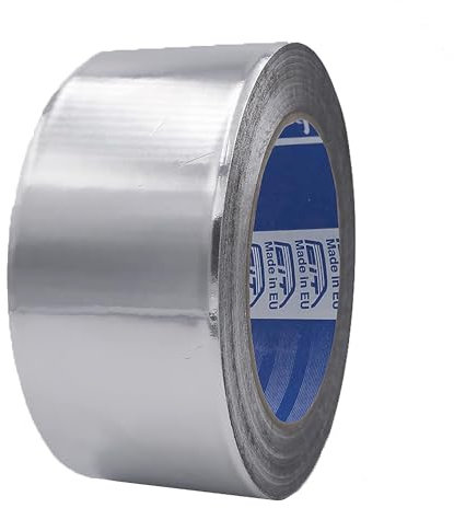 ACIT Cinta de aluminio adhesiva profesional, cinta de reparación resistente al calor, al agua, al frío y a las altas temperaturas, cinta metálica adhesiva (Con liner, 50 m x 75 mm)