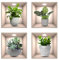 vinilos de pared decorativos, 4 pegatinas de arte de pared impermeable de planta realista pegatinas de pared desmontables de vinilo 3D pegatinas de pared, sala de estar, baño, cocina decor