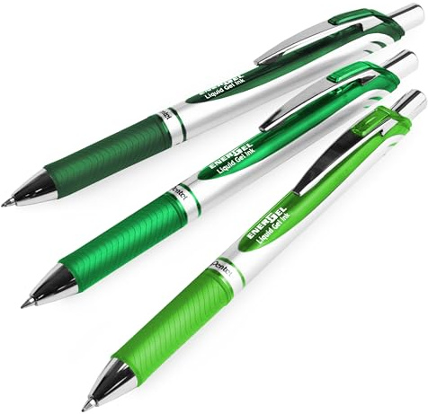 Pentel EnerGel XM BL77 Druckgelschreiber, 0,7 mm, 54 % recycelt, Grüntöne, 3 Stück