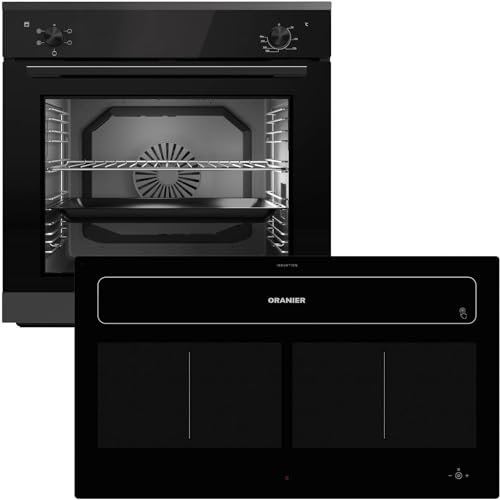 Oranier Einbau-Backofen Set EBS220 autark - 5 Funktionen & Flächeninduktions-Kochfeld 90 cm Dunstabzug KFL 2092-4 Kochzonen & Brückenfunktion