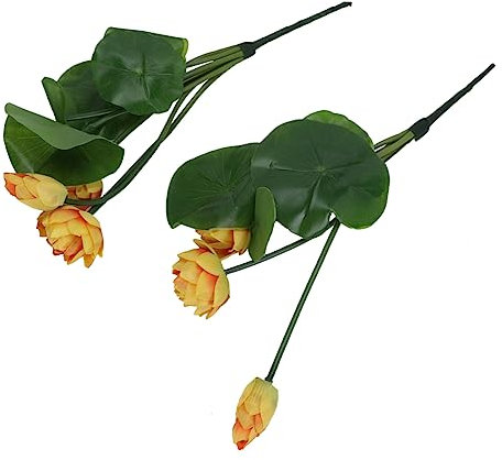 AOKWAWALIY Ornament Pack Simulierter Kleiner Lotus Lotusblumenstrauß Gefälschte Lotus stem Pflanzendekor künstliche Blumen Ornament-Lotus Künstliche Lotusblumen Haushalt Seerose