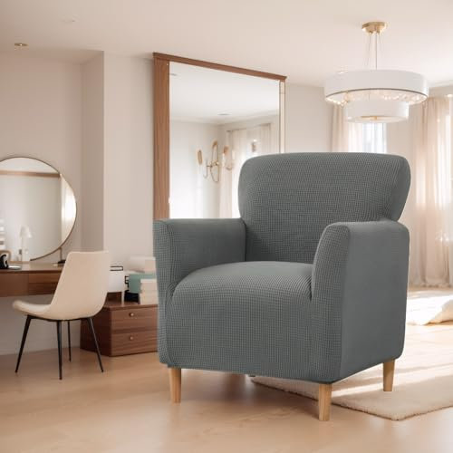 LiveGo Stretch-Sesselbezug mit Armlehnen, Elastischer Strick Spannbezug für Sessel & Polsterstühle, Universelle Passform für Wohnzimmer, Büro, Abdeckung zum Schutz vor Flecken, Haaren & Verschleiß