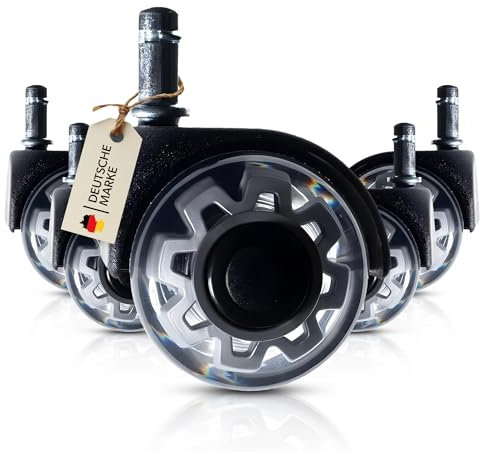 Bürostuhl Rollen 5er Set – leise & bodenschonend – 10mm x 22mm Ersatzrollen für Hartböden, Parkett, Laminat & Teppich – geeignet für Büro & Homeoffice – einfache Montage.