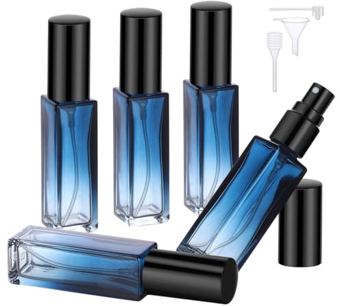 Segbeauty Parfüm Abfüller, 5 Stück 10ml Parfum Zerstäuber für Unterwegs, Parfum Flaschen zum Abfüllen, Parfümzerstäuber Glas für Handtasche, Reisen (Farbverlauf Blau)