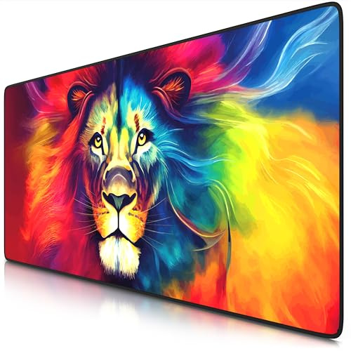 TITANWOLF - XXL Speed Gaming Mauspad 900 x 400mm - XXL Mousepad - Tischunterlage Large Size - verbessert Präzision und Geschwindigkeit - Colour Lion 3