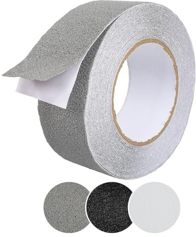 ANRO Nastro Antiscivolo Adesivo Autoadesivo Antiscivolo per Gradini e Scale Grip-Band PVC per Interni ed Esterni Rotolo Grigio 5 cm x 10 m