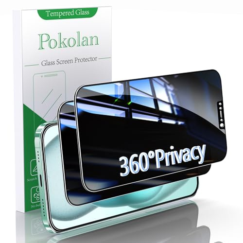 Pokolan 2 Stück 360 Grad Sichtschutz für iPhone 11, iPhone XR Schutzfolie | 4 Seitiger Anti Spy Glas Folie, Blasenfreie, Anti Kratzen, Anti Fingerabdruck, Ultra Klar Displayschutzfolie