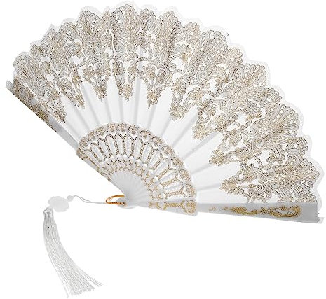 Alipis 2stücke Embroidered Folding Fan Eleganter Handventilator Mit Quaste Für Fotografie Und Hochzeiten Und Tragbare -Fan Dekoration Für Sommer