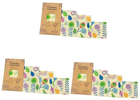 minkissy 3 Sätze Bienenwachs Wickeln Lebensmittelkonservierungstücher Lebensmittelverpackungen Aus Bienenwachs Wiederverwendbare Lebensmittelverpackung Bienenwachs-Wraps 3 Stück * 3