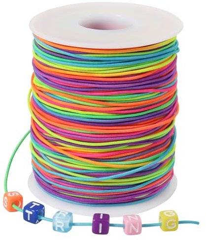 Tenn Well Stretchy Elastic String, 1mm X 100m Elastic Cord for Bracelet Necklaces Jewelry Making, Beading, Knotting, Binding, Wrapping and Crafts (Colorful)