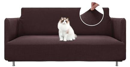 BellaHills Wasserdicht Sofabezug Übergröße 2 Sitzer (170-185cm), Elastischer Sofa Cover Mit Armlehnen, Katze Couch Überwurf, Braun