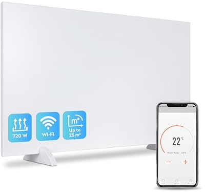 Silvergear® Riscaldamento a Infrarossi Premium | Pannello Riscaldante 720W con Controllo WiFi | Protezione da Surriscaldamento | Installazione a Parete o Autonomo | Design Ecologico