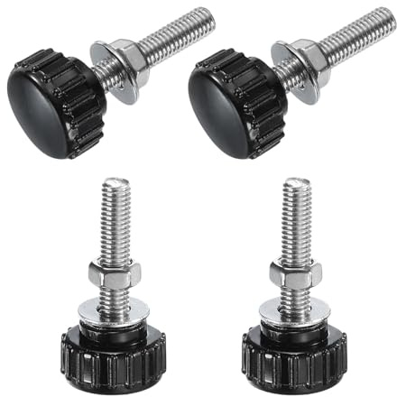 sourcing map Rändelknäufe, Rändelschrauben mit Muttern, Unterlegscheiben, metrisches M5 x 25 mm Außengewinde, 18 mm Kunststoffkopf, 304 Edelstahl, Bolzenhandknäufe, Klemm-Rändelschrauben, Griffe,