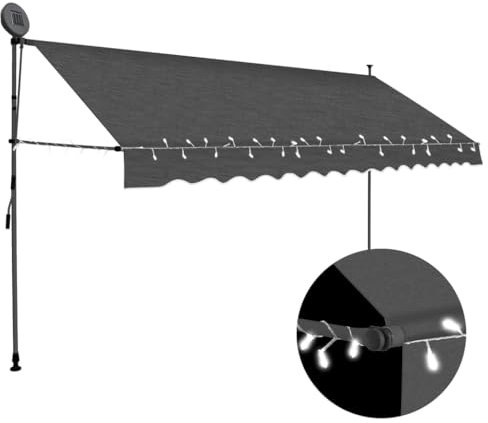 Home & Garden - Manuelle Markise mit LED 400 cm Anthrazit - Möbel Wahl