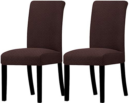 Lellen Dining Chair Covers Set of 2 - Dining Chair Slipcovers Dining Room Chair Covers Dining Chair Protectors Covers Seat Covers for Dining Chairs Hotel Ceremony Banquet （Coffee）
