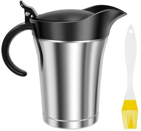 Double Insulated Gravy Boat with Hinged Lid, Stainless Steel Gravy Sauce Jug, 750ml Capacity Gravy Warmer Pitcher Versatile Gravy Jug for Gravy Sauces Salad Dressings Milk