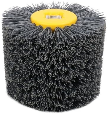 Alambre Abrasivo para Pulido, Rueda de pulido de tambor de alambre abrasivo de nailon Uso apto para metalurgia de madera cabezal de cepillo redondo pulido y pulido 120x100x20mm(320#)