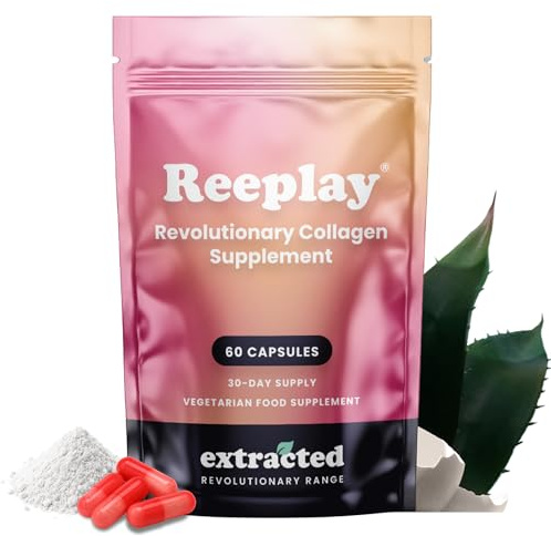 Extracted Reeplay Collagen Supplements - 30 Day Supply - Vegetarian Marine Collagen Capsules Support with Ovoderm Eggshell Membrane, Hyaluronic Acid, Hair, Skin & Nail Vitamins Health - 60 Capsules