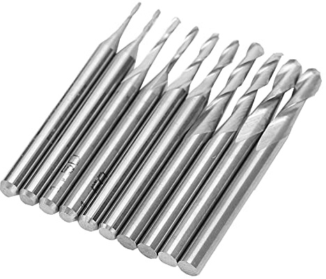 Molino del Extremo de la Nariz de la Bola Espiral, 10 Piezas de Tungsteno Acero Moldura Espiral Colchado Conjunto de Doble Cuchilla Diseño Varias Especificaciones para Madera Acrílica, Nariz Cuadrada